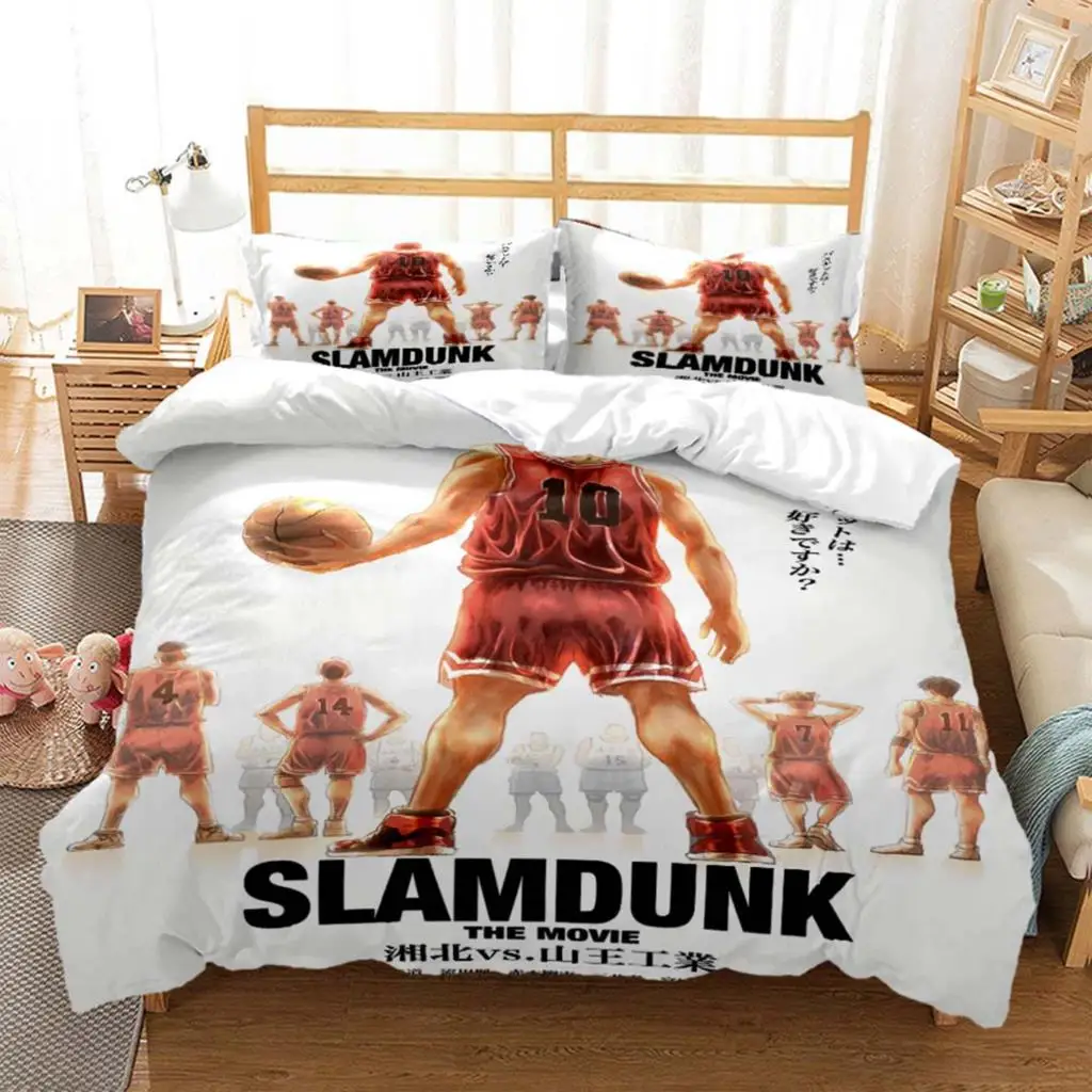 Slam Dunk Dijital Baskı polyester yatak takımları Çocuk Çocuk Kapakları Erkek Yorgan yatak örtüsü seti Gençler İçin nevresim takımı Yatak Yorgan Seti