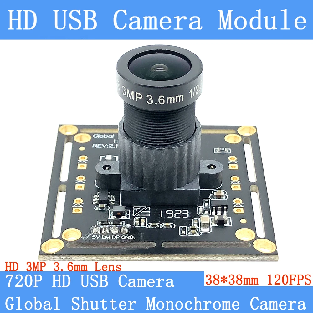 HD MJPEG 120FPS Monokrom USB Kamera Modülü Küresel Deklanşör Yüksek Hızlı OTG UVC Linux 720 P Mini CCTV Gözetim kamera