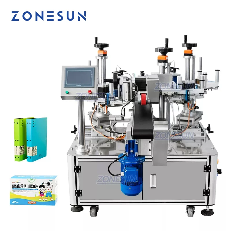 ZONESUN ZS-TB833D Çift Boyutlu Katlanır Karton Anti Sabotaj Yapışkanlı Etiket Ambalaj Otomatik Sızdırmazlık Köşe Etiketleme Makinesi