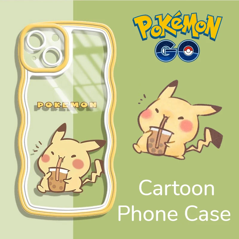 Pokemon Pikachu Psyduck Sıvı Silikon Telefon Kılıfı İçin iPhone 14 13 11 12 Pro Max X XR XS 7 8 Artı Darbeye Dayanıklı arka kapak Kabuk