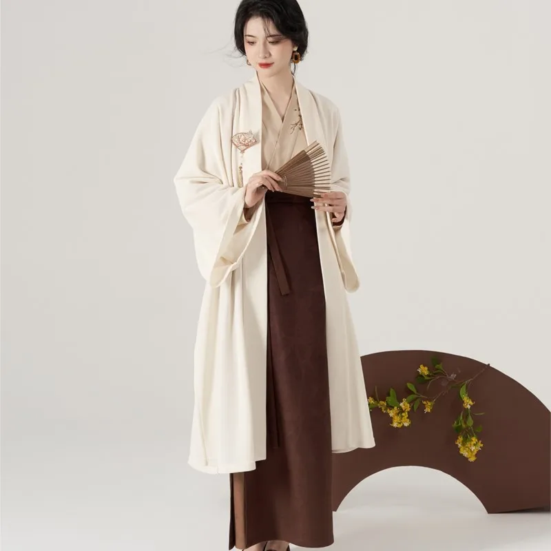 Song Hanedanı Hanfu Geniş kollu Ceket Örme Ceket Osmanthus Nakış Uçak Kollu Etek Hanfu Elbise Kostüm Satış Öncesi