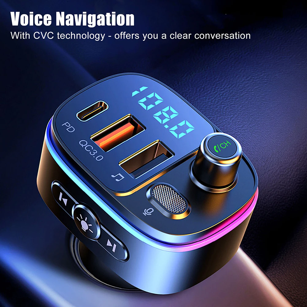 FM Verici Bluetooth uyumlu 5.0 Hands-Free Araç Radyo Modülatör MP3 Çalar QC3. 0 Süper Hızlı şarj adaptörü