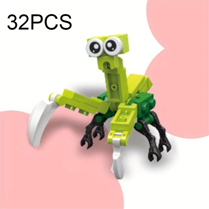 32 ADET Dua Mantis Yapı Taşları oyuncak seti Sevimli Hayvan Parti Mini Böcek Serisi Montaj Tuğla Oyuncaklar Çocuk Noel Hediyeleri