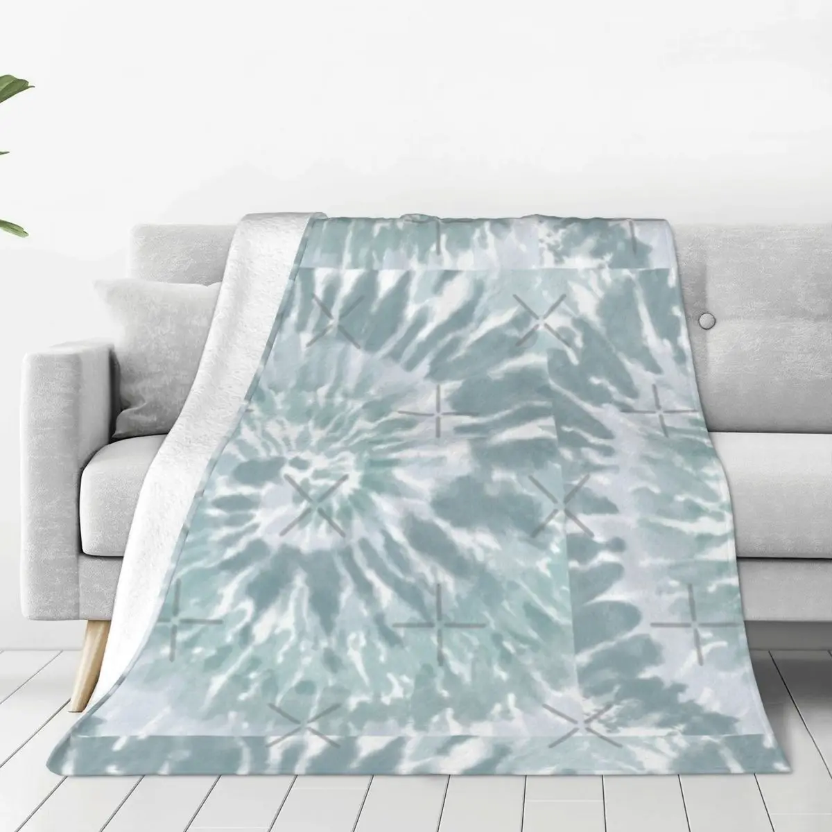 Soluk Aqua Girdap Batik Desen Battaniye Yatak Örtüsü Yatak Kalın yatak battaniyesi Resim İle