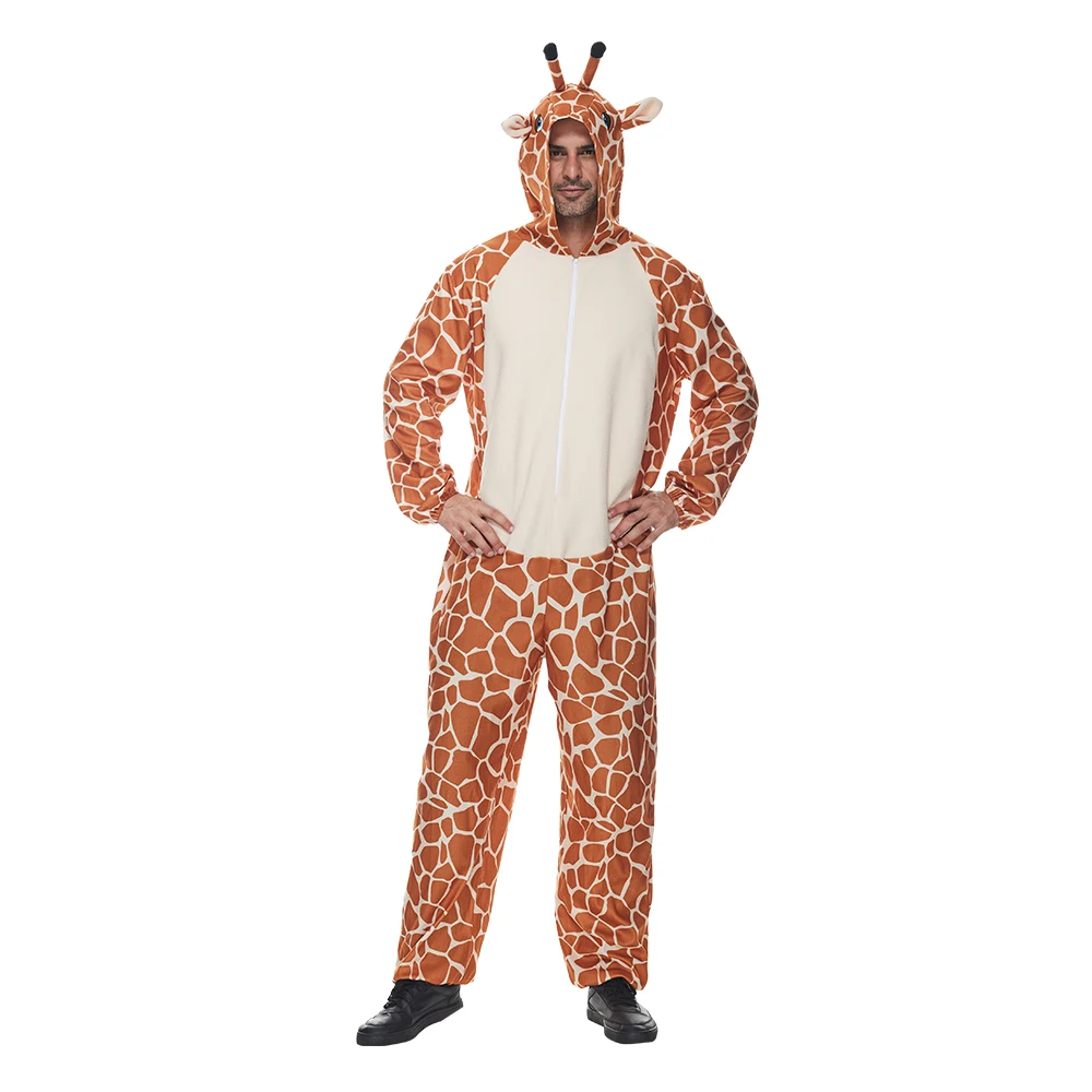 Eraspooky Yetişkin Zürafa Kostüm Cadılar Bayramı hayvanlı pijama Unisex Kapşonlu Tulum Zürafa Cosplay Kıyafet Karnaval Purim Giyinmek