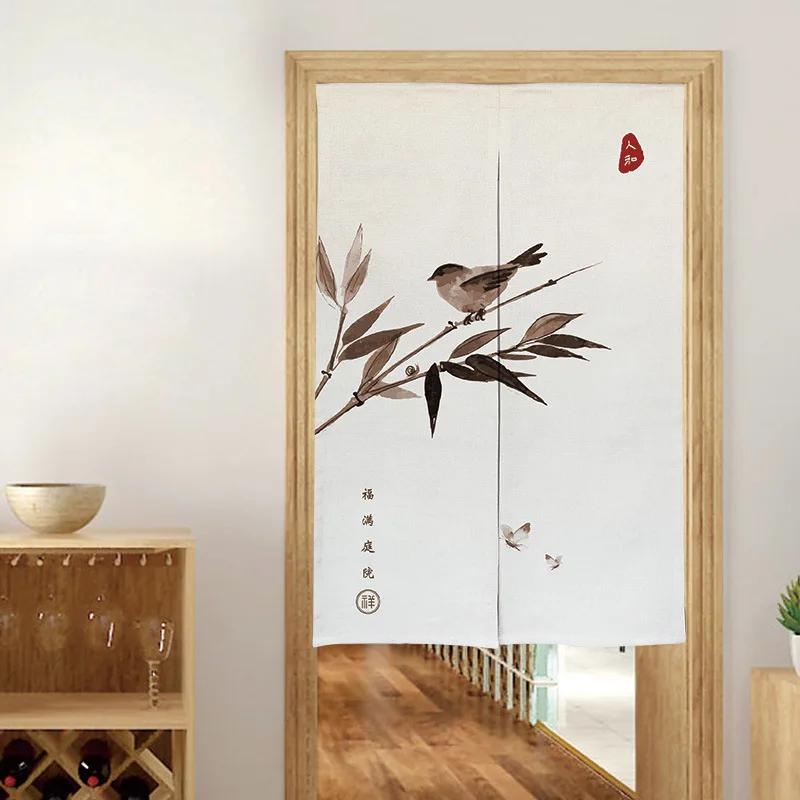 Yeni Çin Tarzı Erik Orkide bambu Krizantem kapı perdesi Banyo Mutfak Yarım Perde Feng Shui Perde