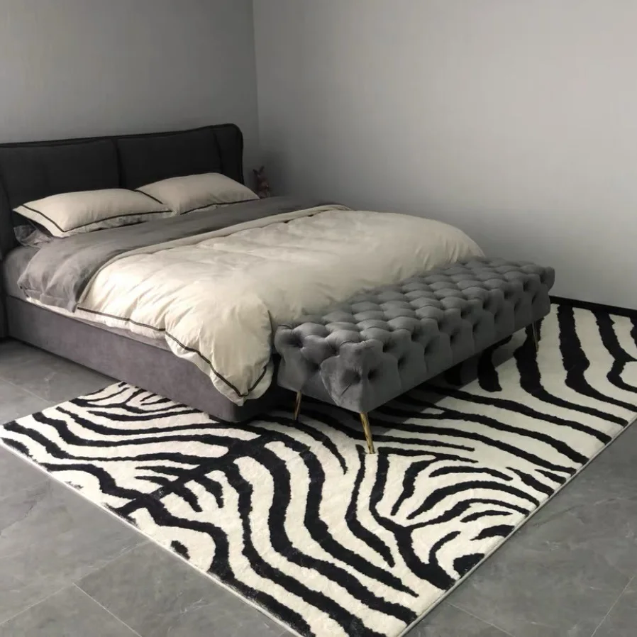 Zebra Desen Gelişmiş Halılar Oturma Odası Modern Yün Peluş Dekorasyon Yatak Odası Ins Tarzı Geniş Alan Odası Dekor Halı