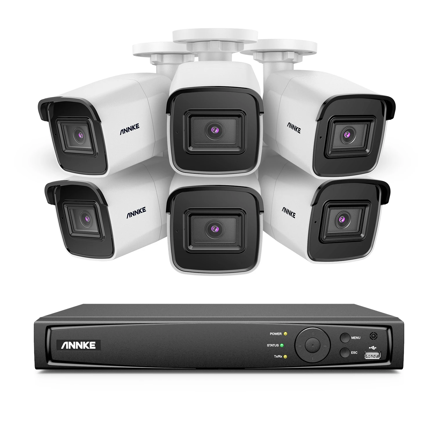 ANNKE 4K Ultra HD POE 8CH H. 265 + NVR,6×4K 8MP IP Güvenlik Kamera CCTV Kiti Video Gözetim Sistemi Bullet Kameralar