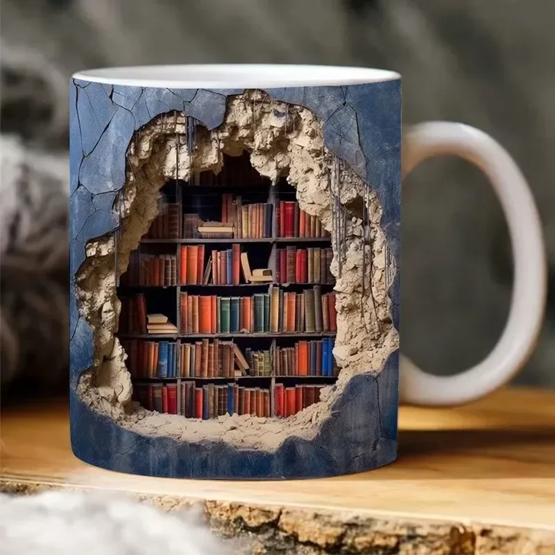 Seramik 3D Kütüphane Kitaplık Kupa Yaratıcı Uzay Tasarım Çok Amaçlı Kupa Kahve Fincanı Çalışma süt kupası Arkadaşlar doğum günü hediyesi