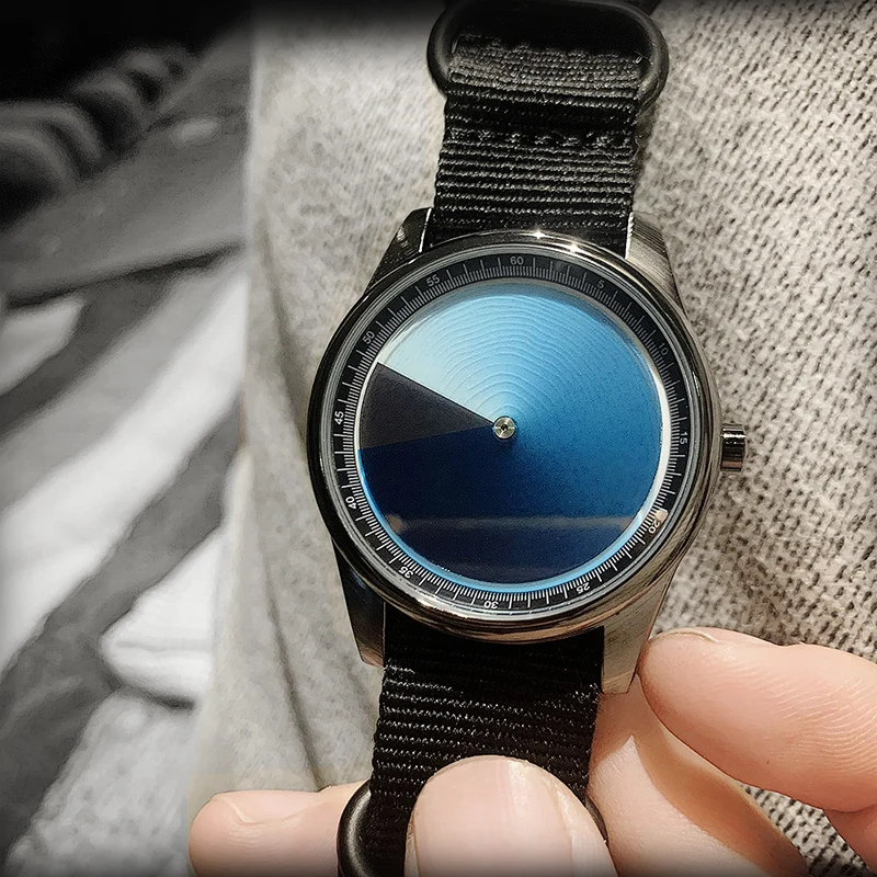Enmex Bireyselleştirme özel kol saati tuval yaratıcı tasarım Gizemli Degrade Mavi moda kuvars saat erkekler izle