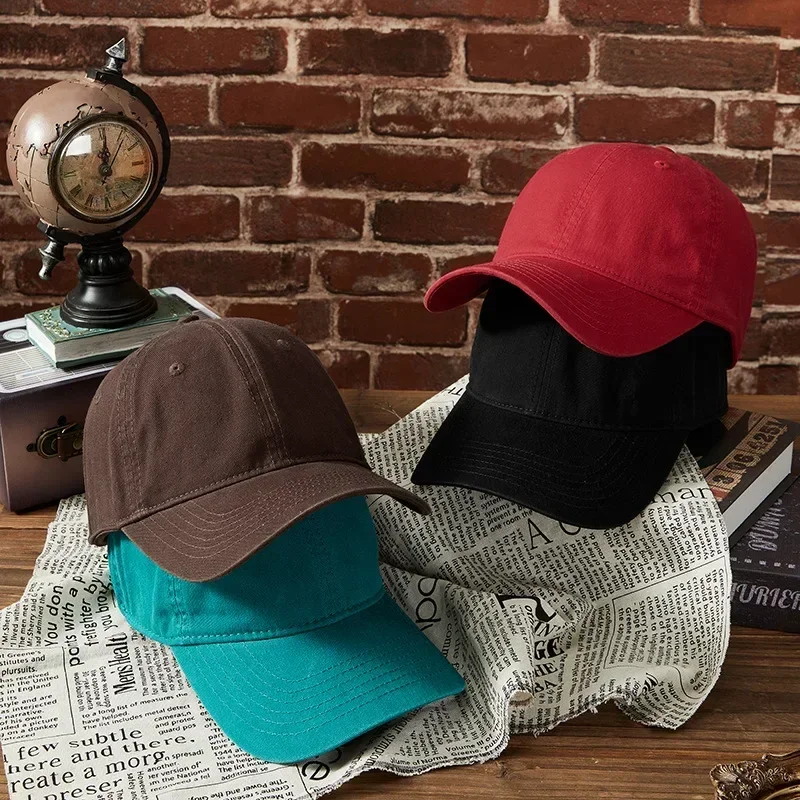 Sonbahar Kış Beyzbol Kapaklar Kadın Erkek Pamuk Rüzgar Geçirmez Sıcak Şapka El Yapımı Sadelik Açık Güneş Koruyucu Yıkanmış Sıcak Doruğa Kap