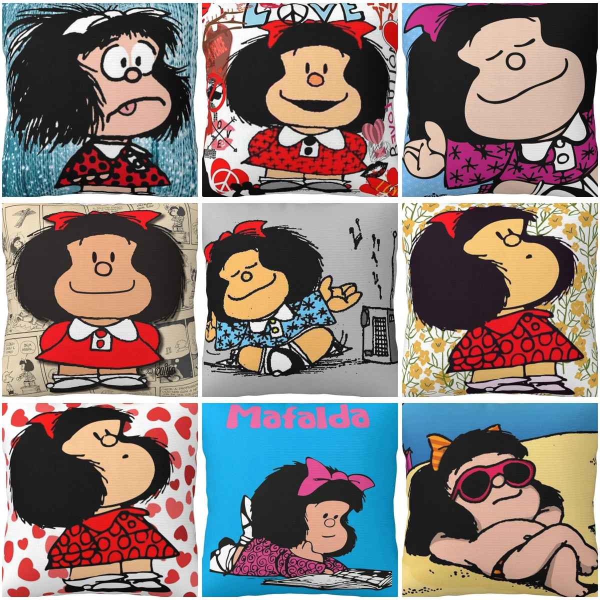 Mafalda Manga Yastık Kılıfı polyester yastık kılıfı Hediye Quino Arjantin Komik Karikatür Atmak Yastık Kılıfı Oturma Odası 18'
