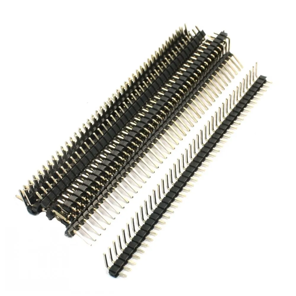 200 adet 40 Pin 1x40 Tek Sıra Erkek 2.54 mm Kırılabilir Pin Başlığı Sağ Açı Konektörü Şerit bükme PCB kartı Konektörü