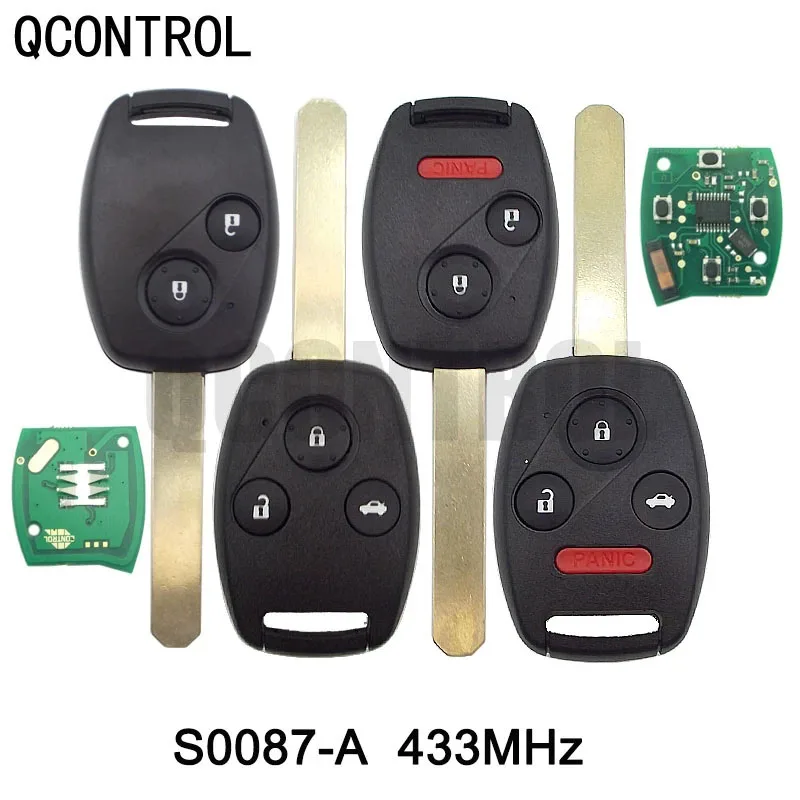 QCONTROL Uzaktan Anahtar Honda S0087-A Accord Eleman Pilot Civic CR-V HR-V Fit Insight Şehir Jazzs Odyssey ile ID46 Çip 433 MHz
