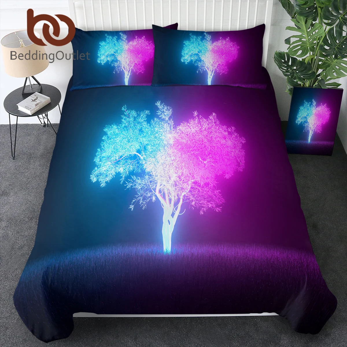 BeddingOutlet nevresim takımı Parlak Ağaç Mantar Nevresim Yatak Odası Çocuk Yatak yatak örtüsü seti Kral Rahat