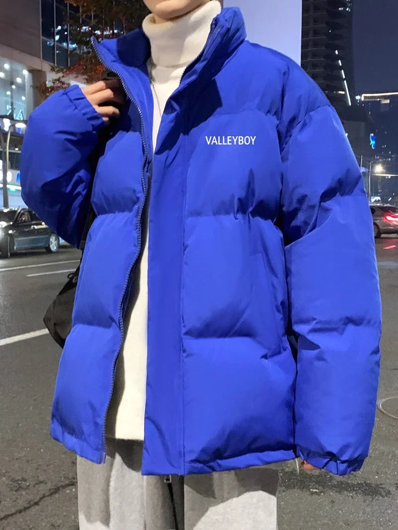 Kış Ceket Erkekler Parkas Kalınlaşmak Sıcak Polar portmanto Yaka Düz Renk Rahat Parka Kore Moda Streetwear Aşağı Ceket