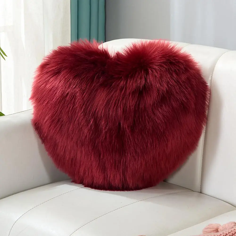 Yumuşak Kalp şeklinde Yastık Kılıfı Rahat Kalp şeklinde Yastık Kılıfı Peluş Kalp şeklinde Yastık Kılıfı Kabarık Dekoratif Kadınlar için
