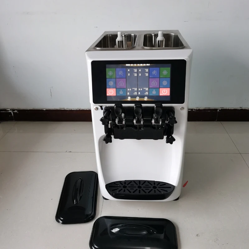 PBOBP 3 Lezzet Yumuşak Dondurma Makinesi Yaz İş Paslanmaz Çelik Yoğurt Makinesi Otomatik Koruma Ön Soğutma