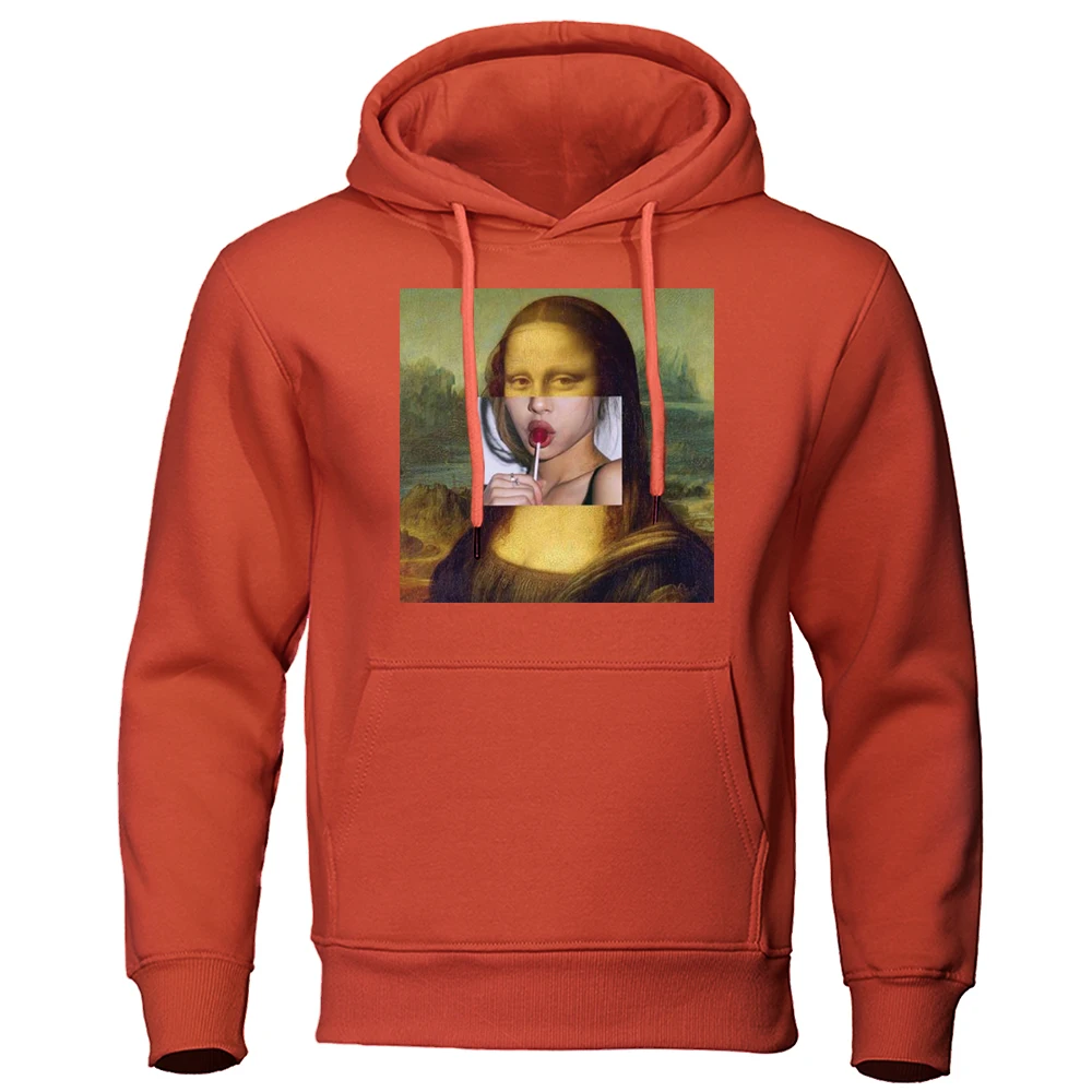 Komik Cosplay Mona Lisa Baskılı Erkekler Hoodie Moda Gevşek Yumuşak Hoody Gevşek Rahat Fleecehoody Sonbahar Oversizefemale Giyim