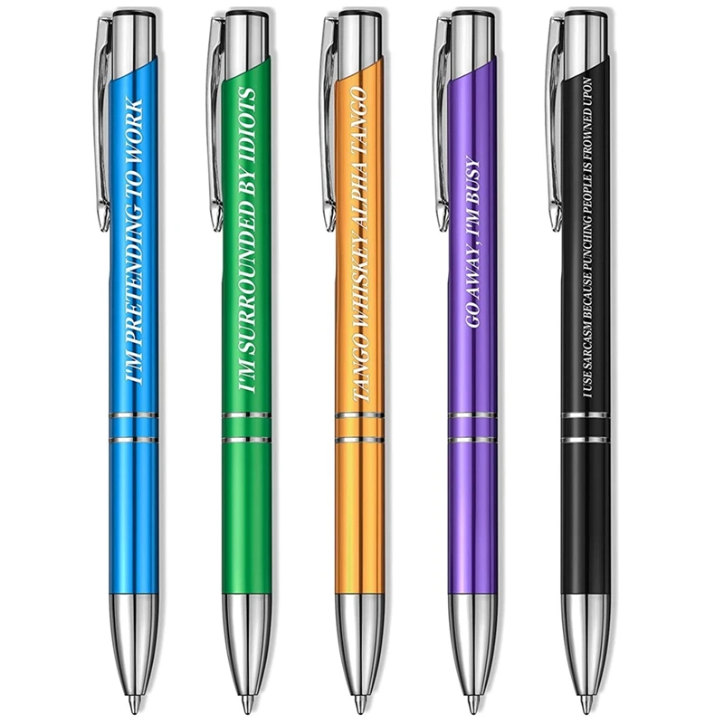 5 ADET Komik Tükenmez Kalem Seti Yemin Kelime Günlük Kalem Kirli Küfür Kelime Kalemler Kolay Taşıma Haftanın Her Günü İçin Komik ofis hediyeleri