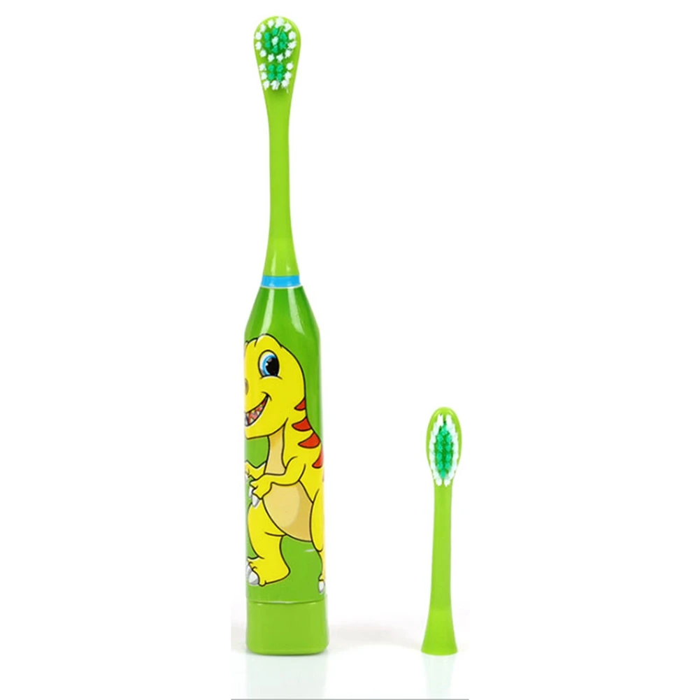 Çocuklar için Sonic Elektrikli Diş Fırçası Karikatür Desen Yerine Diş Fırçası Kafa ultra sonic diş Fırçası Yeşil