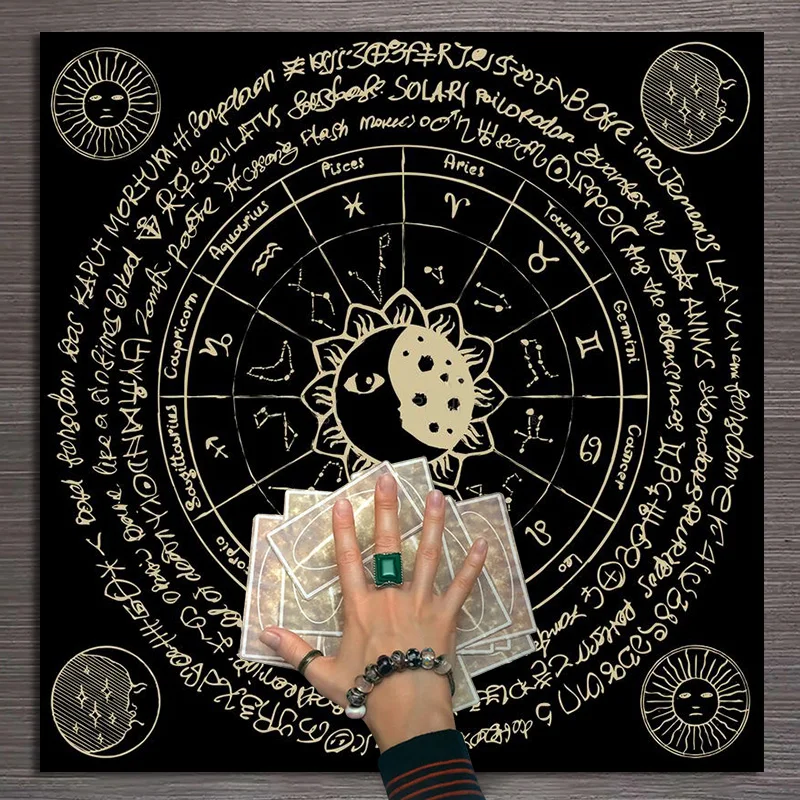 Güneş Ay Tarot Masa Örtüsü Kehanet Sunak Bez Büyücülük Malzemeleri Kurulu Mat Oyunu Astroloji Oracle Kart Pad Ev Dekor Hediye