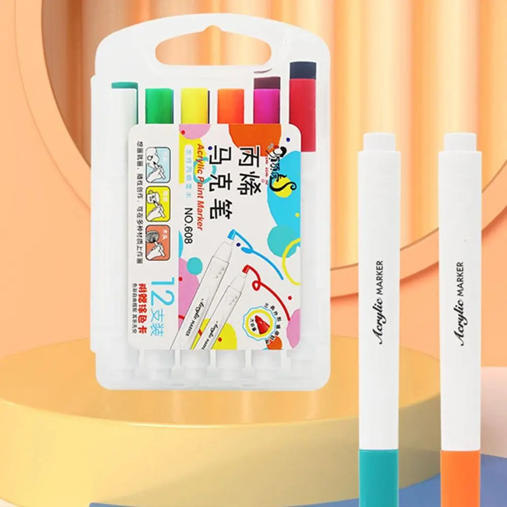 Renkler Beyaz Tahta Boyama için Su Geçirmez Hızlı Kuru Okul Malzemeleri Çocuk cetvel kalemi Akrilik boya kalemi işaretleyici kalem Seti