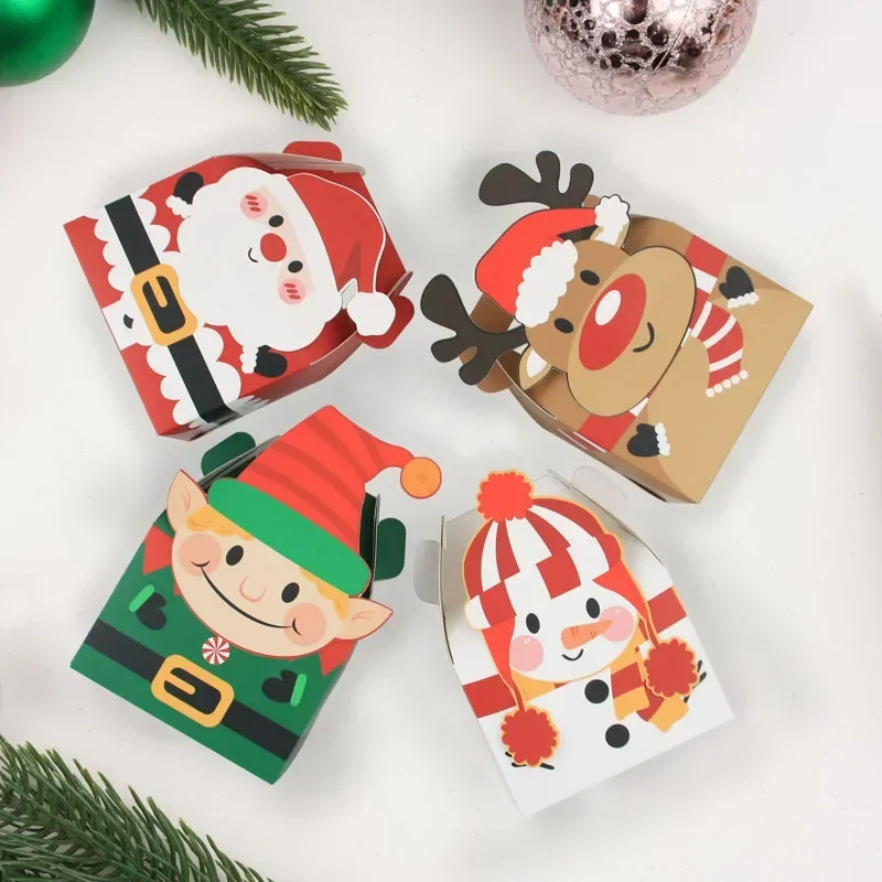 5 Adet noel hediyesi Şeker Kutusu Kardan Adam Noel Baba Elk Noel Bisküvi Hediye Ambalaj Kutuları Çocuklar Parti Süslemeleri Çanta 2024 Yeni Yıl