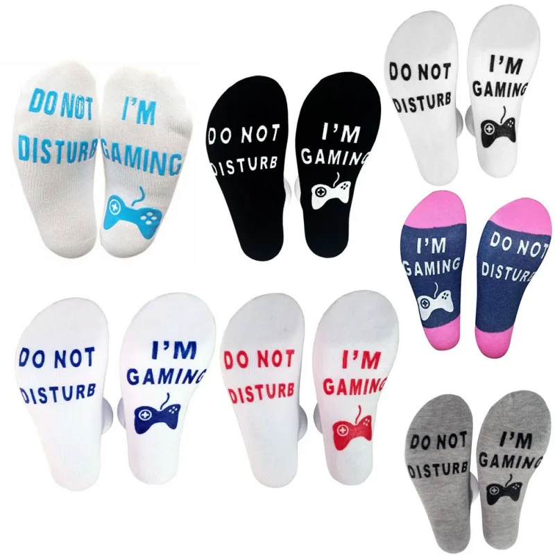 Unisex Rahatsız Etmeyin ben Oyun Mektubu Baskılı Çorap Komik Ayak Bileği Yenilik Çorap Oyun Severler İçin Erkekler Ve Kadınlar İçin