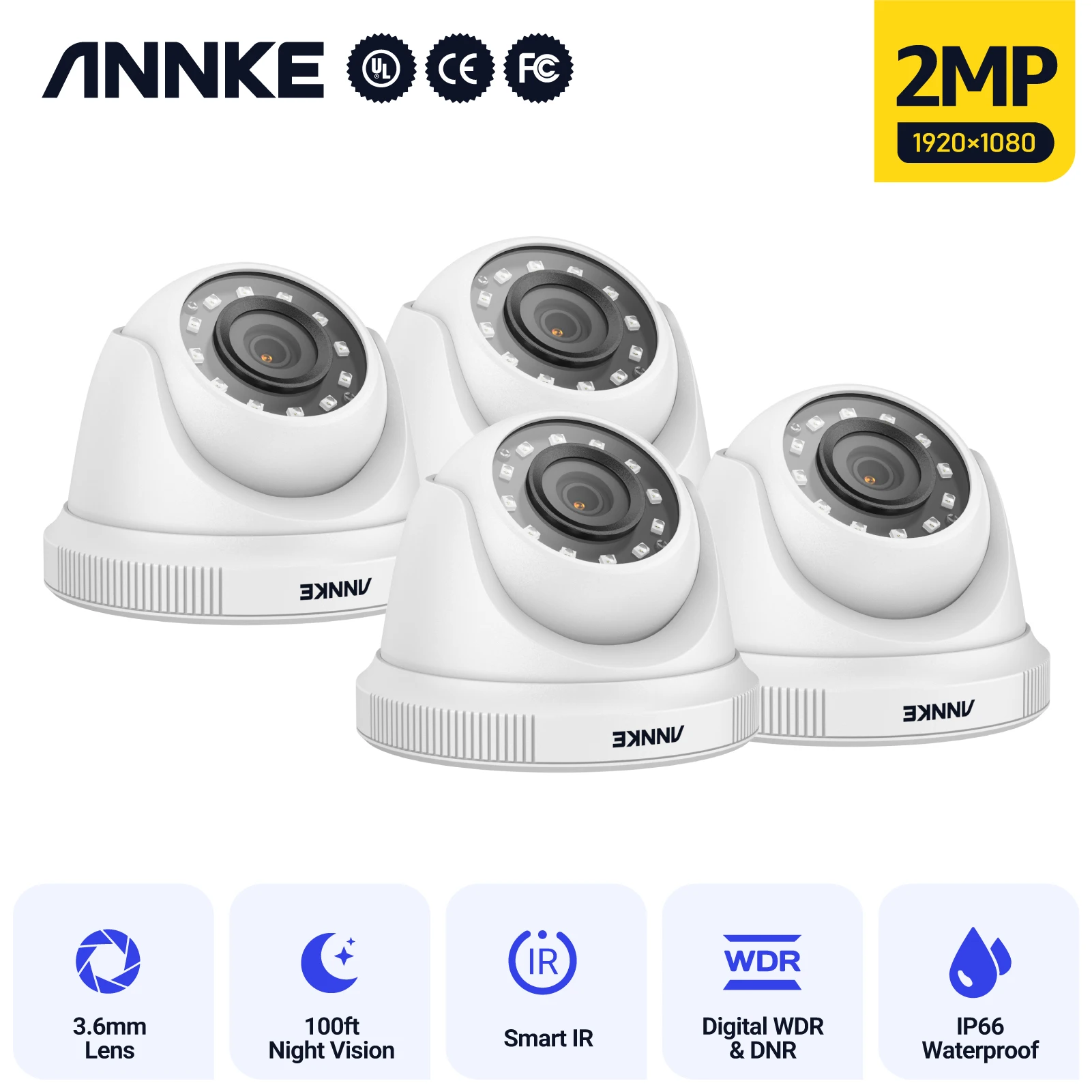 ANNKE 1080P HD TVI Taret Güvenlik Kamerası Akıllı IR Gece Görüş Video gözetim kameraları Açık Hava Güvenlik Kameraları