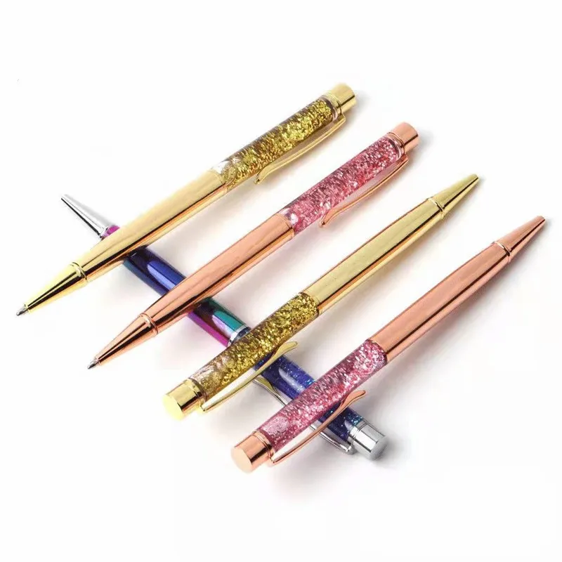 Yeni Altın Folyo Kalemler Metal Tükenmez Kalemler Kazınmış Isim Özel Lazer Kalem Kişiselleştirilmiş hediye Özel Logo Ofis Okul Kırtasiye