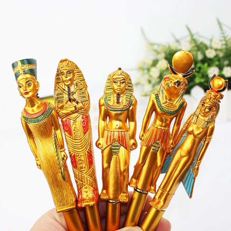 1 Adet Mısır Firavunu Mavi Mürekkep Tükenmez Kalem Sıcak Damgalama Mumya Yazma Tükenmez Kalem