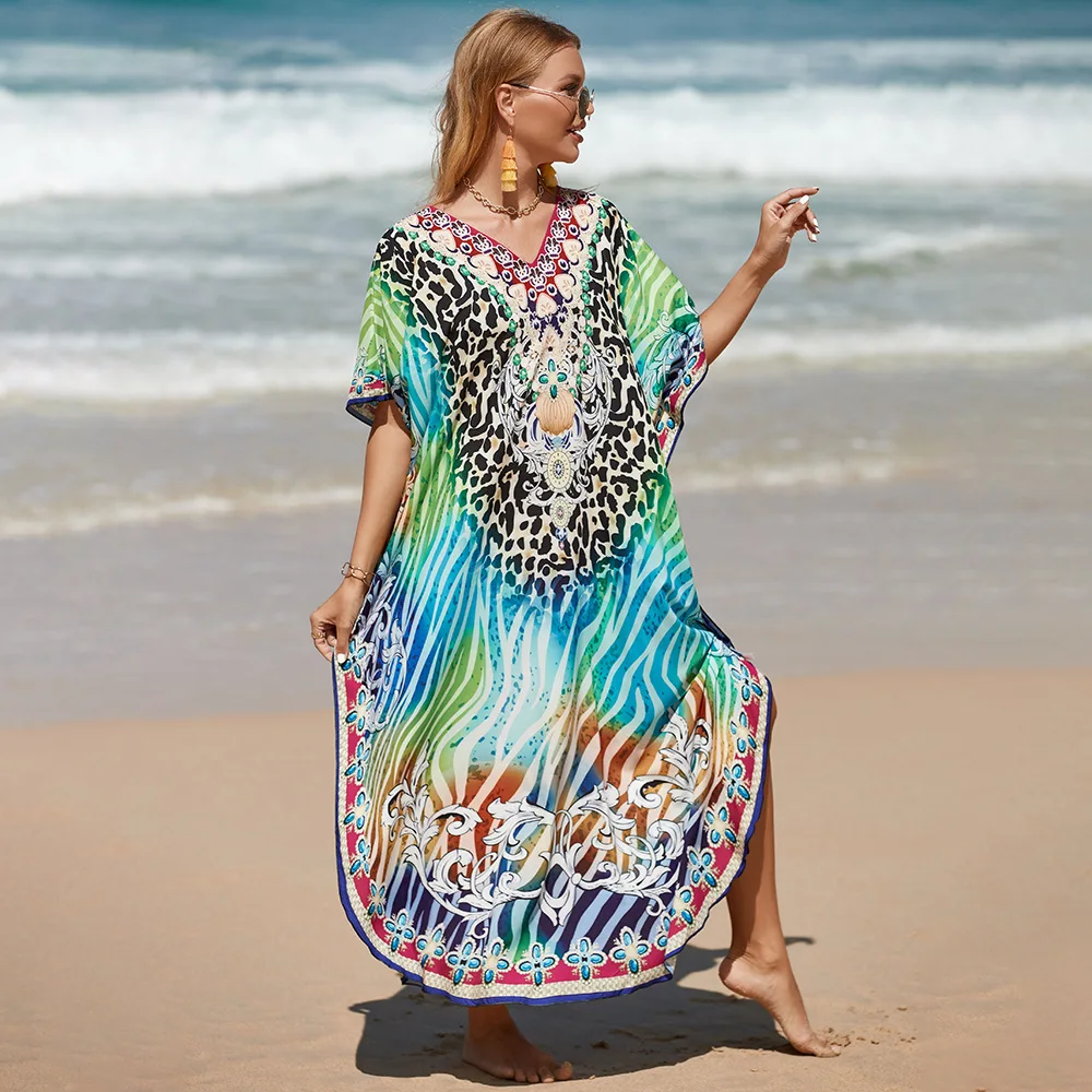 2023 İlkbahar Yaz Baskılı Plaj Bluz Bikini Bluz Plaj Ceket kadın Güneş Koruyucu Giysi P5