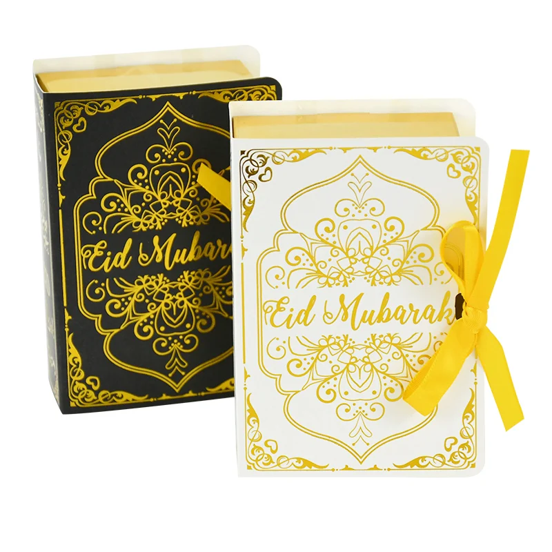 5 adet Ramazan Kuran Kitap Şekli Tasarım Şeker Kutusu Eid Mubarak Kağıt Hediye Paketleme Kutuları Müslüman İslam Festivali Parti Dekor Kaynağı