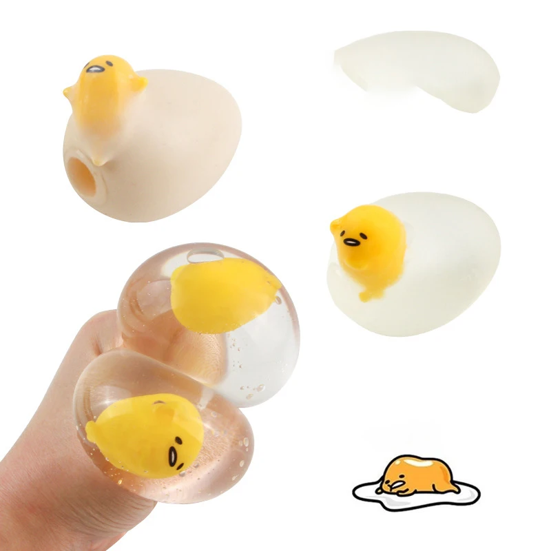 Sanrio Gudetama Oyuncaklar Karikatür Havalandırma Sıkılabilir Şeffaf Yumurta Sevimli Kısma Müzik Dayanıklı Deformasyon Bebek Hediyeleri Çocuklar için Oyuncaklar