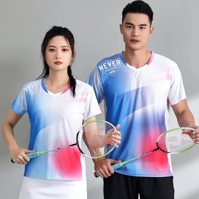 2023 Yeni Varış Yaz Tenis Ping Pong Badminton Gömlek Erkekler Kadınlar için Baskı Hızlı Kuru Masa Tenisi Voleybol Forması Üniformaları