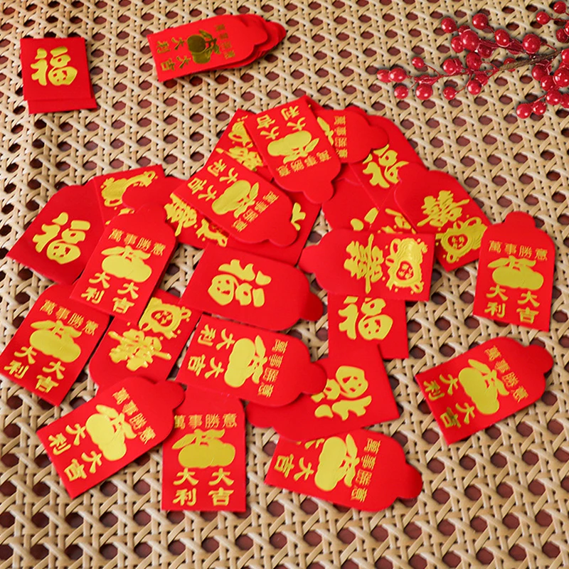 25 adet Mini Sikke Çin Yeni Yılı Kırmızı Zarflar Yaratıcı Sevimli Şanslı Para Çantası Hongbao Düğün Bahar Festivali Kırmızı Paketleri