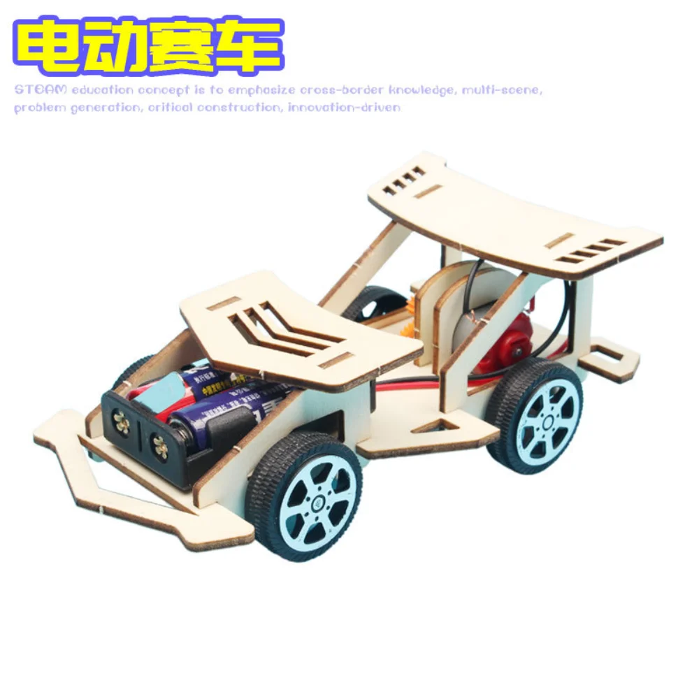 Çocuk Ahşap DIY Montaj 4-CH Elektrikli Yarış Arabası Modeli Bilim Deney Oyuncak İlginç El Yapımı Hediyeler Erken Öğrenme için