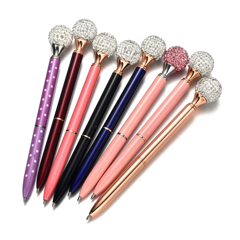 20 Adet Yeni renkli kristal tükenmez kalem metal kalemler